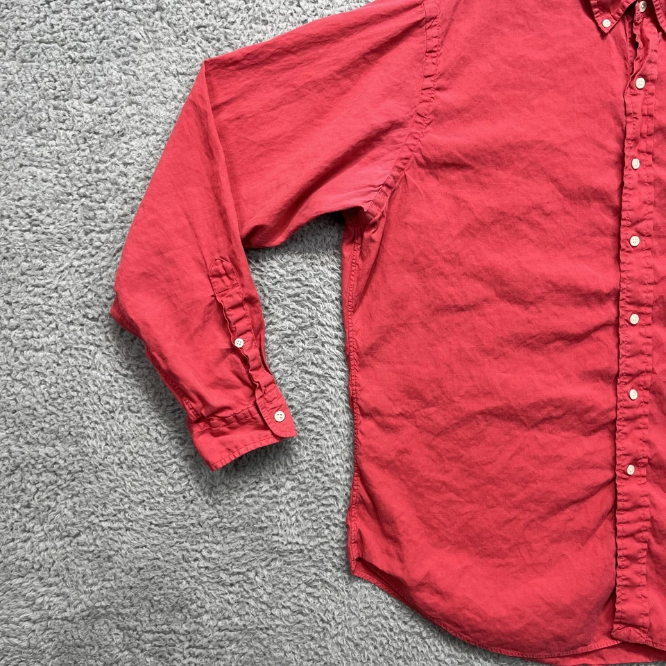 Camisa Ralph Lauren Para Hombre XL Roja Calce Clásico Lino Algodón Con Botones Manga Larga Foto 3 de 4