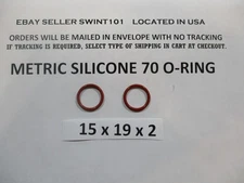 15mm ID x 19mm OD x 2mm thick SILICONE O-ring.  Quan 2.