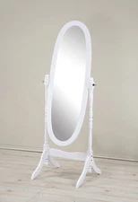 Traditional Queen Anna Style Wood Floor Cheval Mirror,White Finish
