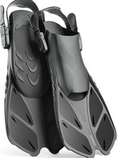 Snorkel Swim Fins Short Adjustable Travel Size for Snorkeling Diving Adults Kids