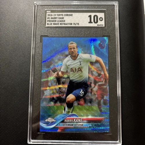 2018-19 Topps Chrome Premier League Harry Kane Blue Wave Refractor /75 SGC 10