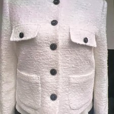White Tweed Women's Jacket Wedding Look Sample New