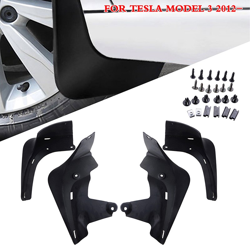 For Tesla Model 3 2012-2023 Mud Flaps Splash Guards Front & Rear Black Set of 4