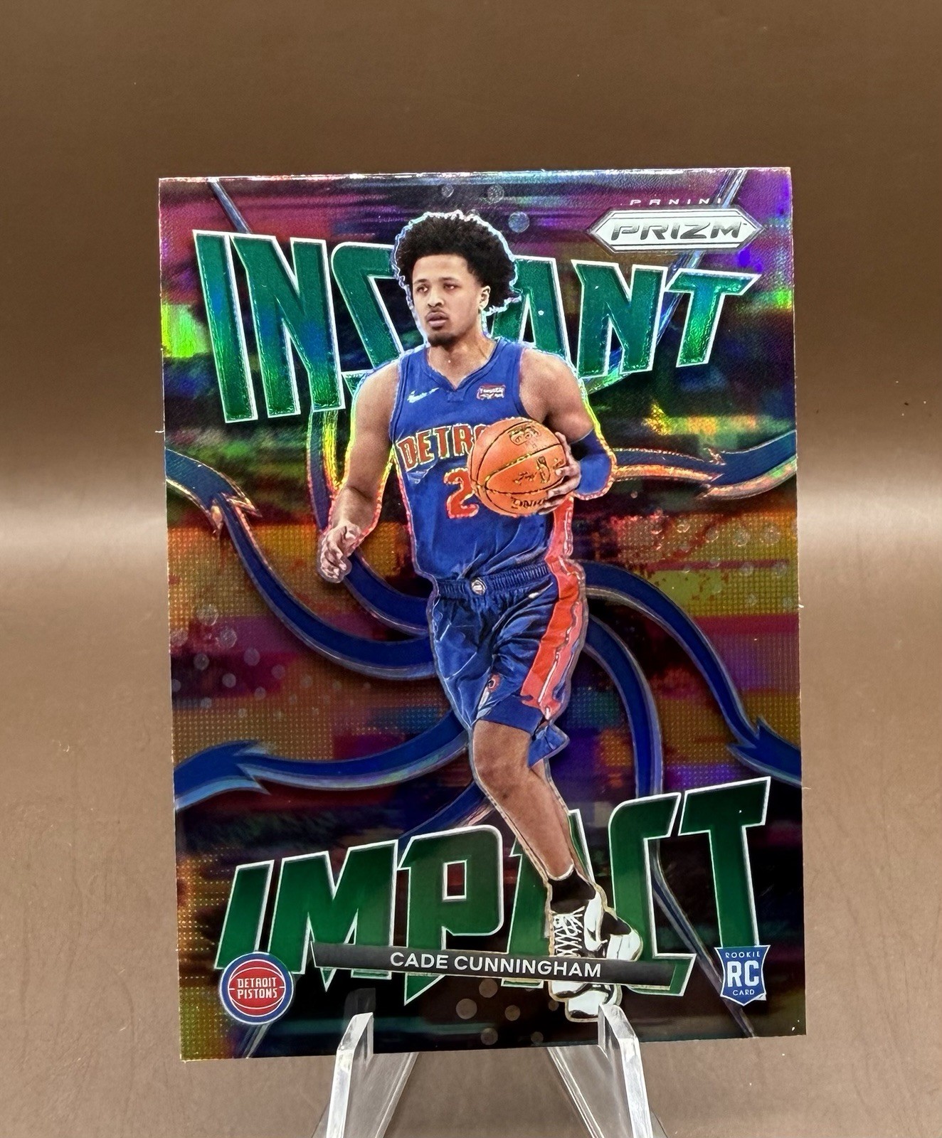 2021-22 Prizm Basketball CADE CUNNINGHAM #1 Instant Impact RC Green Pistons