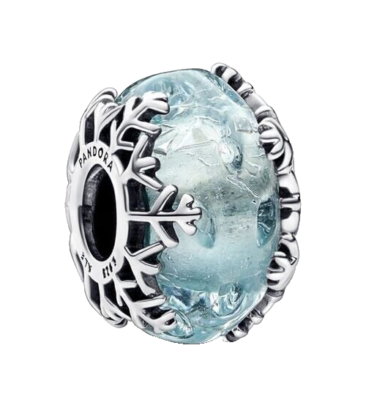 Authentic Pandora Winter Blue Snowflake Murano Glass Charm