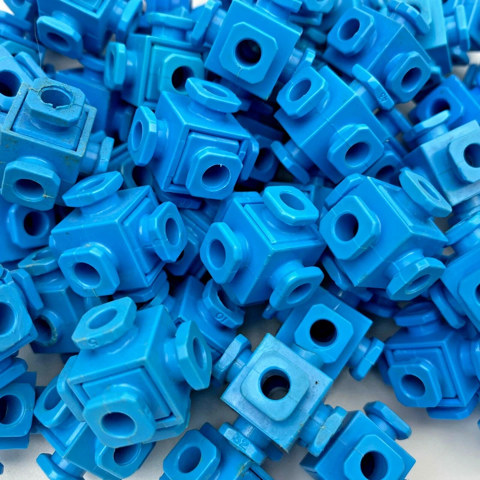 50 Vtg Construx Blue 6-Peg Nut Connector - Building Toy Parts - Image 2 of 3