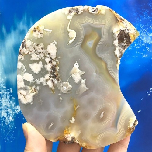 300g seltener natürlicher Achat Quarz Mond Freiform Kristall Mineral Probe Heilung