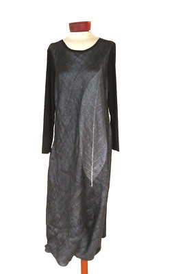 Igor Dobranic Women Long Sleeve Maxi Midi A Line Dress Black Size L 48 NWT $299