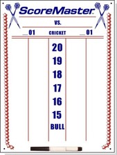 Scoremaster Dry Erase Dart Scoreboard Medium Size Includes Marker  Clip