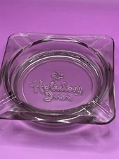Holiday Inn Hotel Clear Glass Embossed 4" x 4" Ashtray Vintage