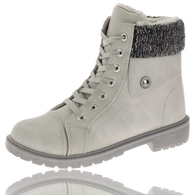 Damen Stiefeletten Schnürboots Gefüttert Stiefel Schnür-Booty Winterboots 38-41