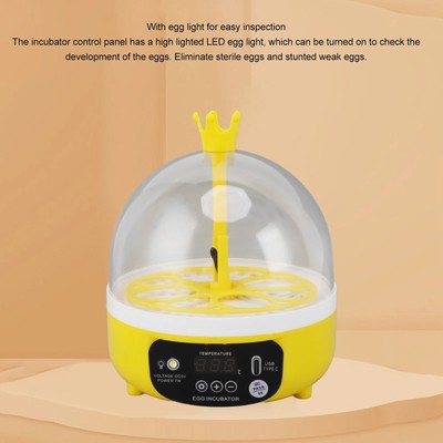 Mini Egg Incubator for Home Automatic Temperature Humidity Control 4 Eggs Candle