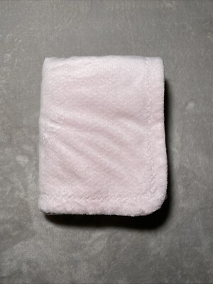 Pottery Barn Kids Baby Blanket Solid Pink Reversible Plush Zig Zag Stitch Lovey
