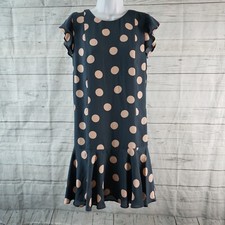 Ann Taylor LOFT Womens Dress Sz Small Blue Pink Polka Dot Short Sleeve