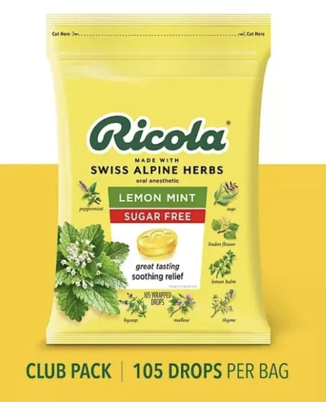 PACK 2 - Gotas Ricola Limón Sin Azúcar Como Nueva, 105 unidades (Total 210) ¡ENVÍO GRATUITO!! Foto 2 de 4