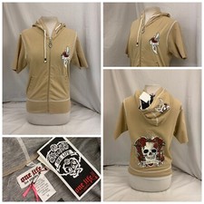 Chopper Couture Hoodie Sweatshirt M Tan Full Zip Made In USA NWT YGI N1-397CG