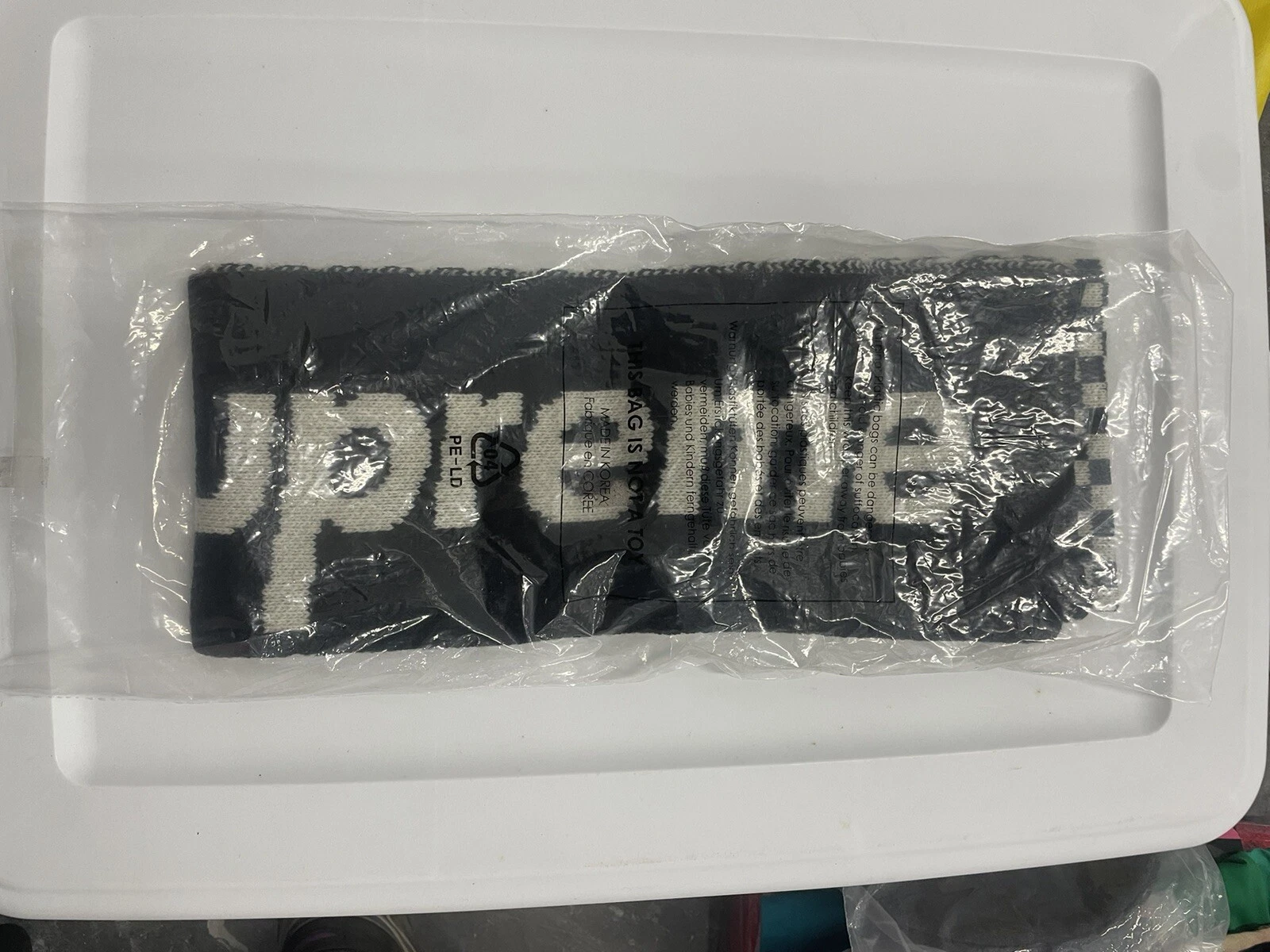 Foulard à carreaux FW11 Supreme laine / nylon noir / blanc très rare 2011 vintage