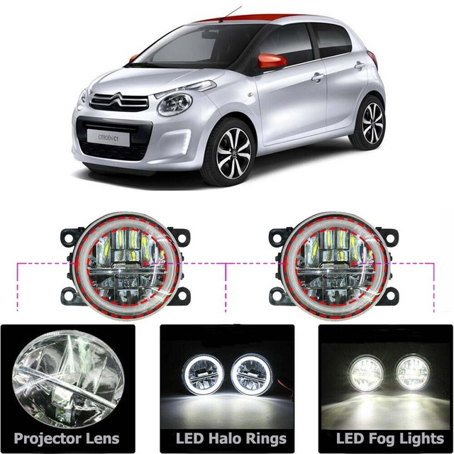 LED Fog Light Kit Angel Eye Rings DRL Daytime Running Lamp Fit For