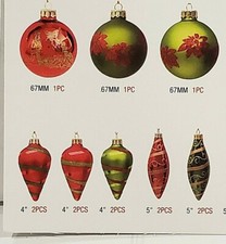 NEW 87 Piece Hand-Painted Glass Christmas Ornaments Ribbons and Tassels Set