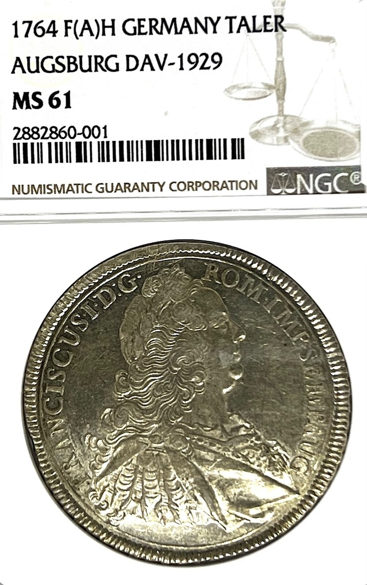 German States Augsburg 1764 Taler Coin Thaler NGC MS 61 VZ/F.STG