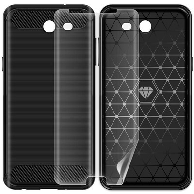 Carbon Fiber Soft TPU Case Soft Screen Protector f Samsung Galaxy Sol 2 SM-J326A