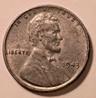 #654 USA 1943 LINCOLN HEAD STEEL WHEAT CENT Vintage Collectible American Coin