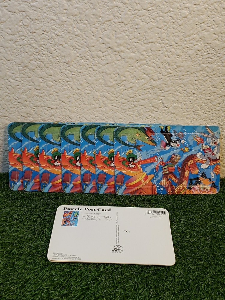 Lot Of 8 Vintage Looney Tunes Puzzle Post Card Warner Bros 1996  4x6 inches