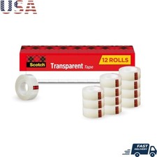 Transparent Tape 12 Pack Clear Strong Adhesive Multipurpose Refill Rolls New