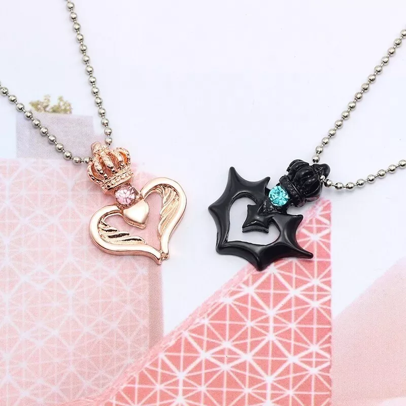 2pcs Couple Necklace Set His Angel Her Devil King And Queen Husband Wife Friends