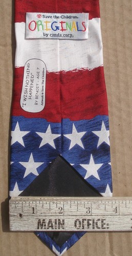 Patriotische Seidenkrawatte Sterne Streifen rot weiß blau Vintage 3,75 breit x 56 Zoll - Bild 2 von 3