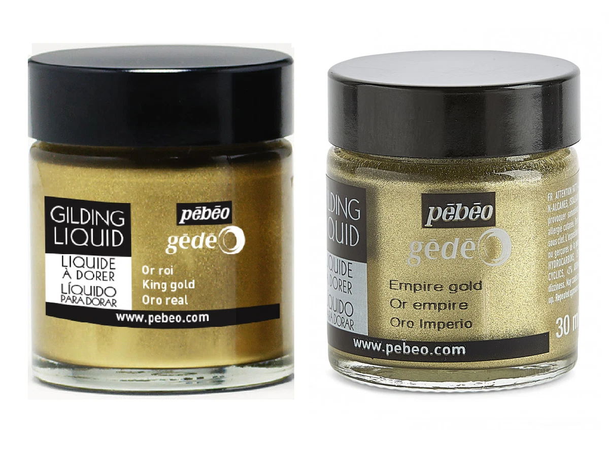 Líquido dorado Pebeo Gedeo 30 ml laca metálica hoja dorada 2 colores toda superficie