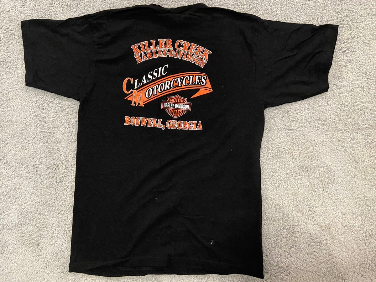 Harley Davidson T Shirt Mens X Large Black Roswell Georgia Killer
