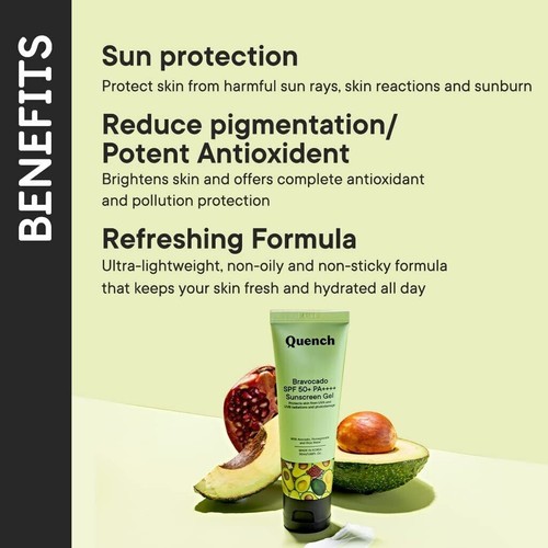 QUENCH Bravocado Sunscreen SPF 50+ PA++++| Korean Sunscreen, 15ml - Picture 2 of 6