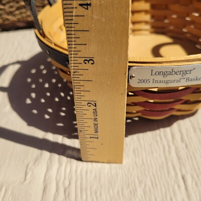 Longaberger Inaugural Basket Leather Handles Round No Lid No Liner