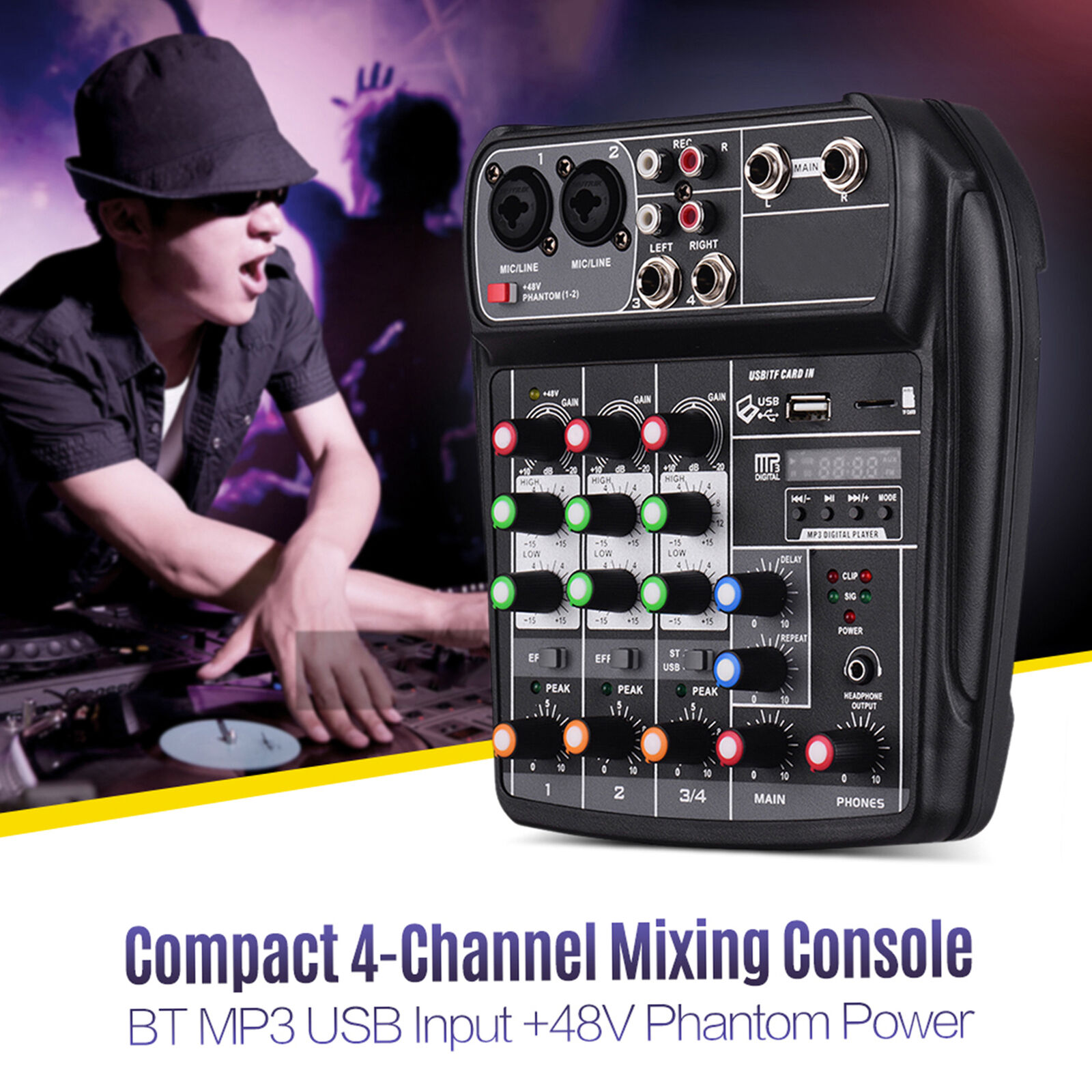 AI-4 Compact Soundkarte Mischpult Digital Audio Mixer 4 Kanal Y2D9