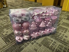 76ct Christmas Tree Ornaments Set Pink Shatterproof Christmas Balls Decoration