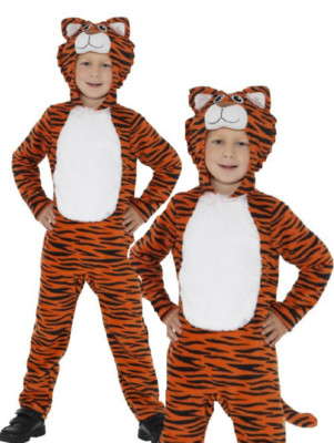 Tiger Costume Boys Girls Zoo Animal Safari Fancy Dress Outfit Kids Book Day