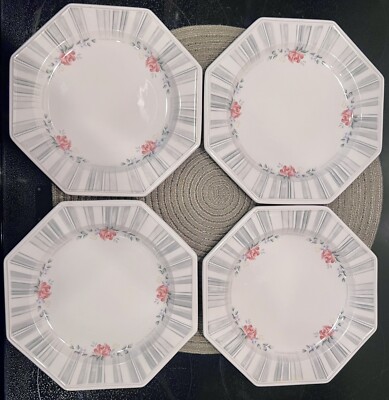Nikko Vintage Japan ''American Gardens''  Corsage Set Of 4 / Bread Plates 8 1/4 