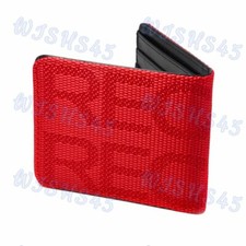 Red Gradation Recaro Racing Seat Custom Stitched Fabric Wallet Bifold Leather