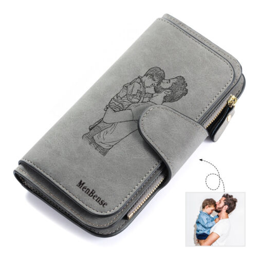 PU Leather Womens Long Wallet with Photo - Stylish and Sentimental Gift for Her - Imagen 1 de 11