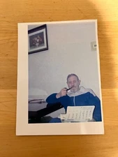 1990s Smoking Pipe Gray-haired Man Big ears Vintage photo