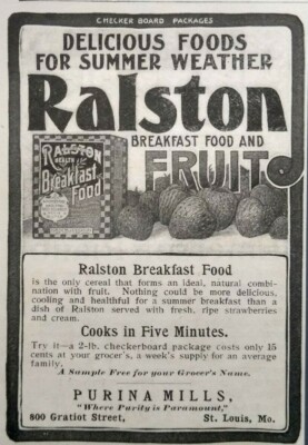 1902 Ralston Breakfast Food and Fruit Cereal St Louis MO Vintage Print Ad