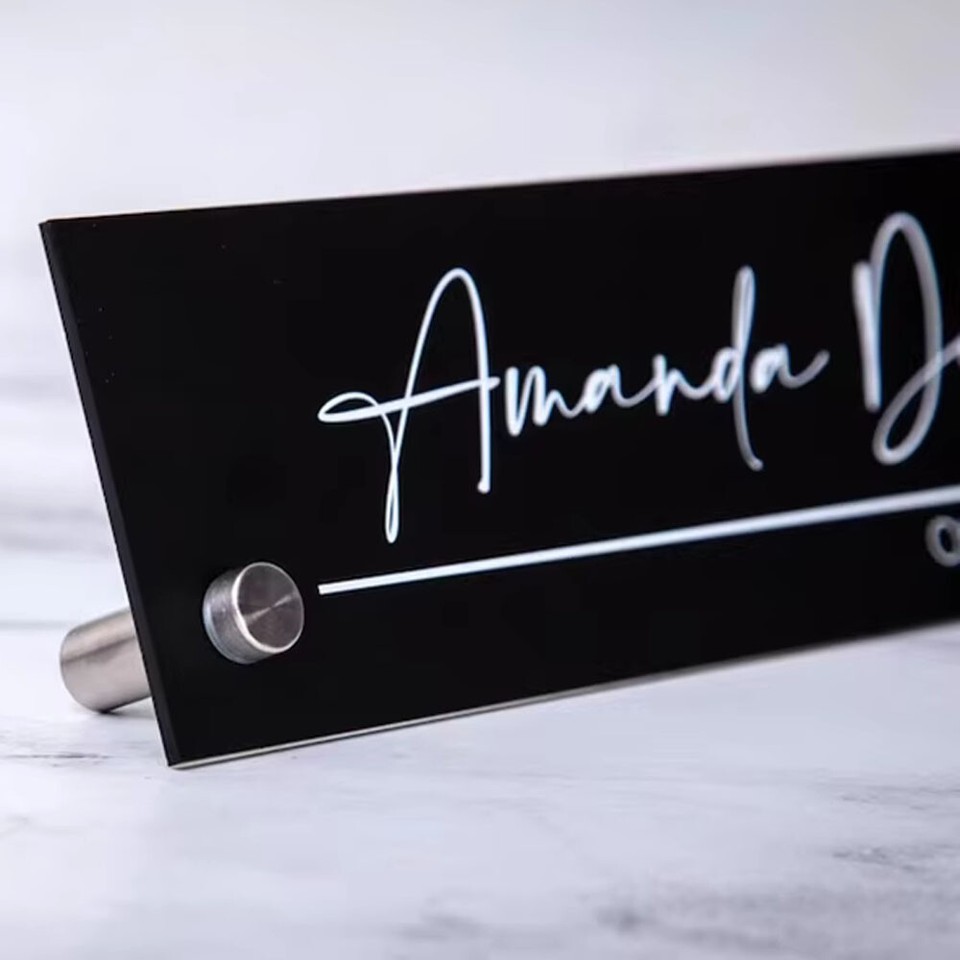 Standing Acrylic Name Plate Script Executive Desk CEO Sign Business