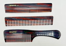 3 Vintage Tweezerman Combs Hand Made in Italy Tortoise Shell Look