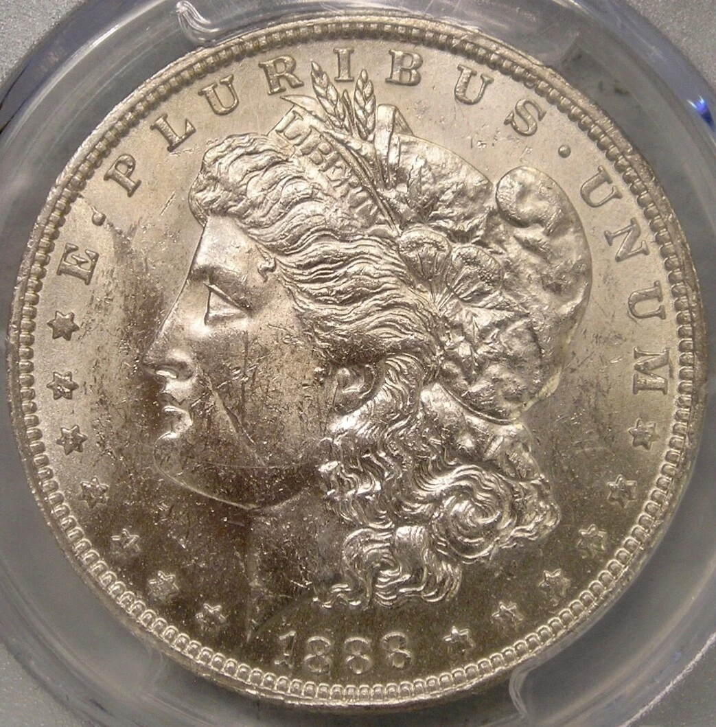 1888 O SCARFACE MORGAN SILVER DOLLAR RARE VAM 1b DIE BREAK PCGS MS 63/64 DETAILS