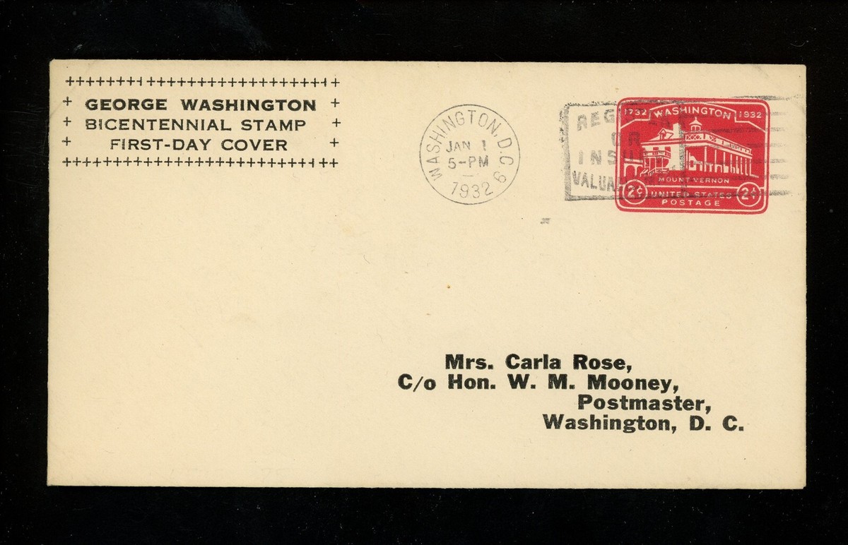 US FDC #U525 Carla Rose ( M-82 ) 1932 DC Washington