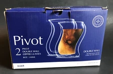 NEW ~ JoyJolt ~ 2 PIVOT DOUBLE WALL COFFEE GLASSES ~ 8 OZ ~ 1 or ALL ~ 1+ SHIP