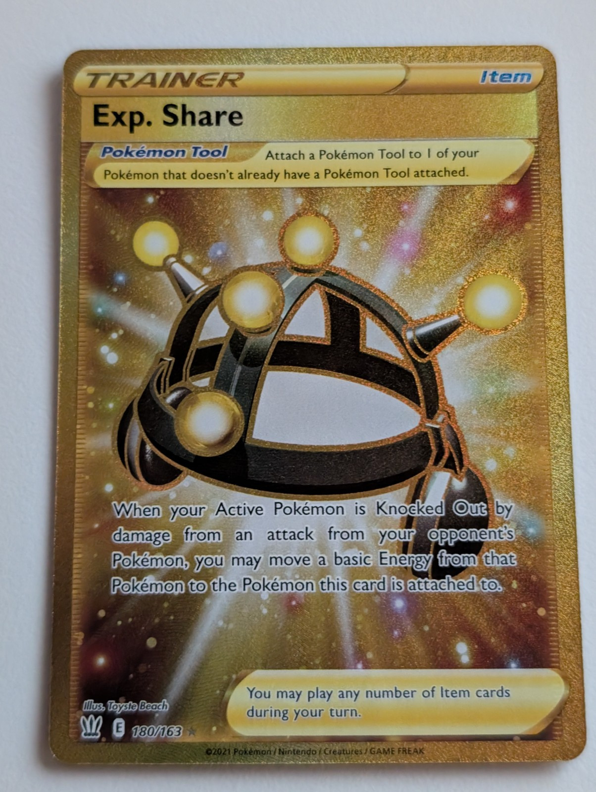 Exp. Share 180/163 SWSH Battle Styles Gold Secret Rare Pokemon TCG Card NM