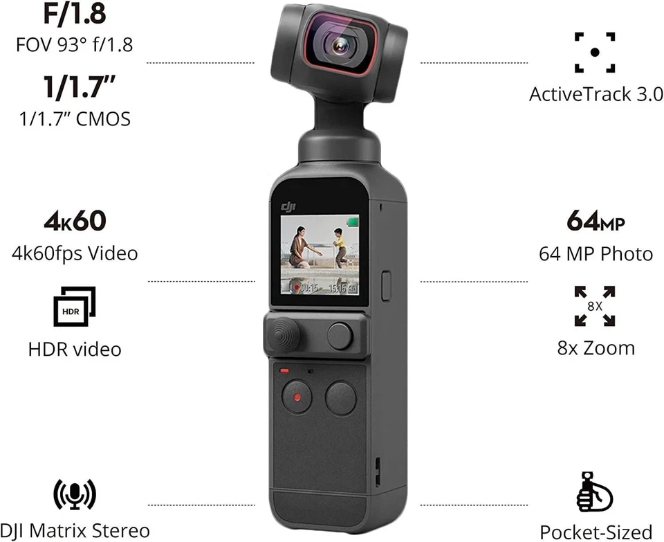 DJI Osmo Pocket 2 Handheld Gimbal Stabilizer 3-Axis 4K Camera - Image 4 of 4