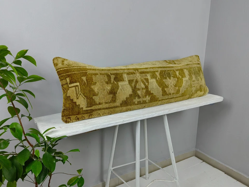 LONG BOLSTER PILLOW TURKISH RUG PILLOW LONG BED PILLOW LONG LUMBAR PILLOW DECOR - Image 2 of 4